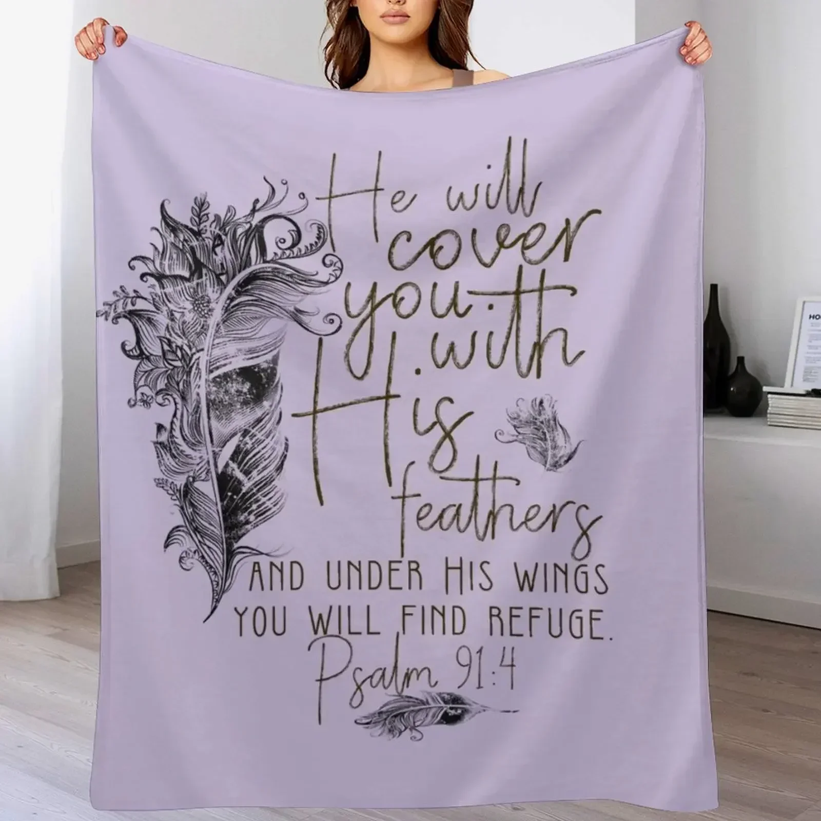 Псалом 91:4 Библейское Писание Перо Дизайн Плед Идеи подарков на День Святого