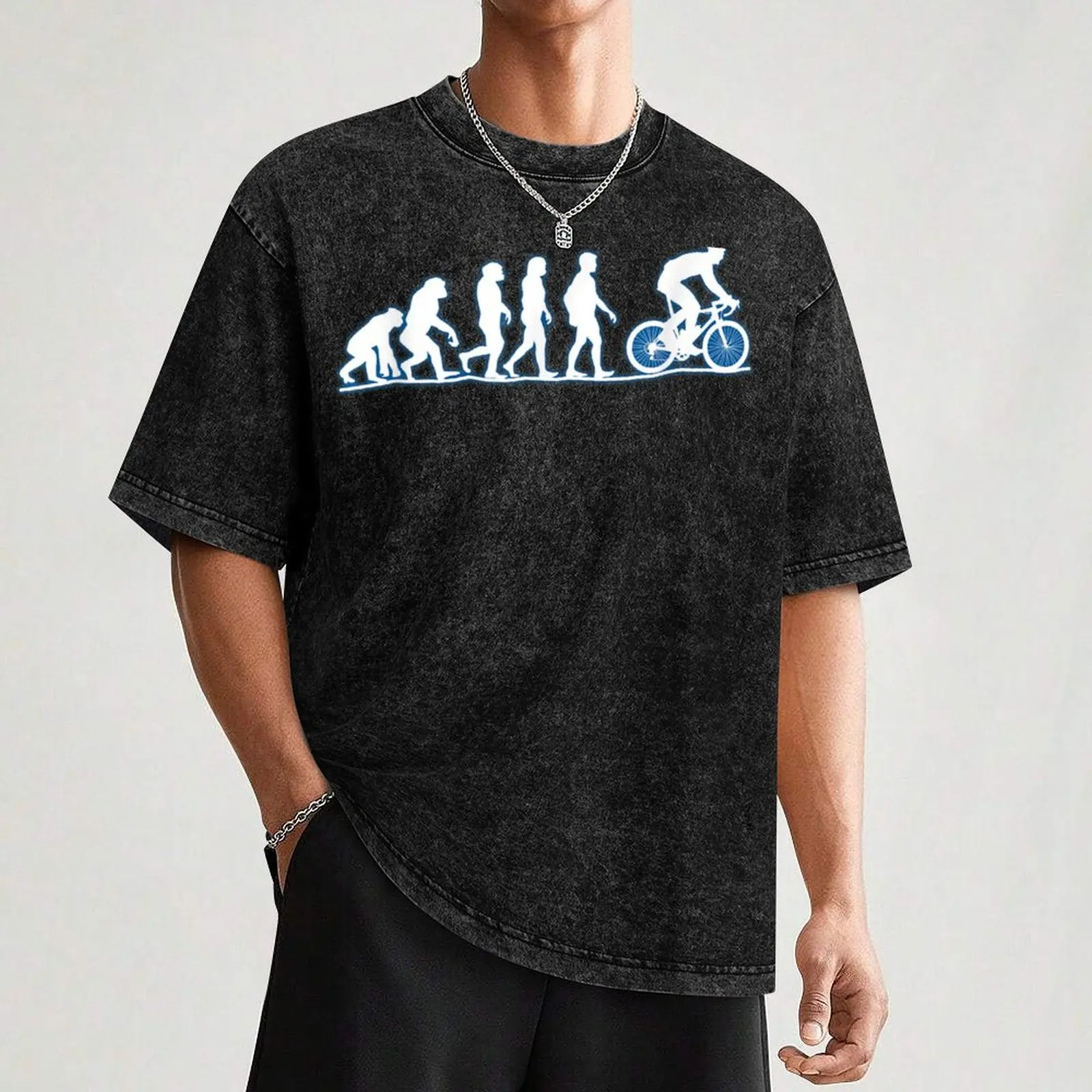 Мужская футболка Evolution Bicycle Bike Cyclist MB BMX черная хлопковая