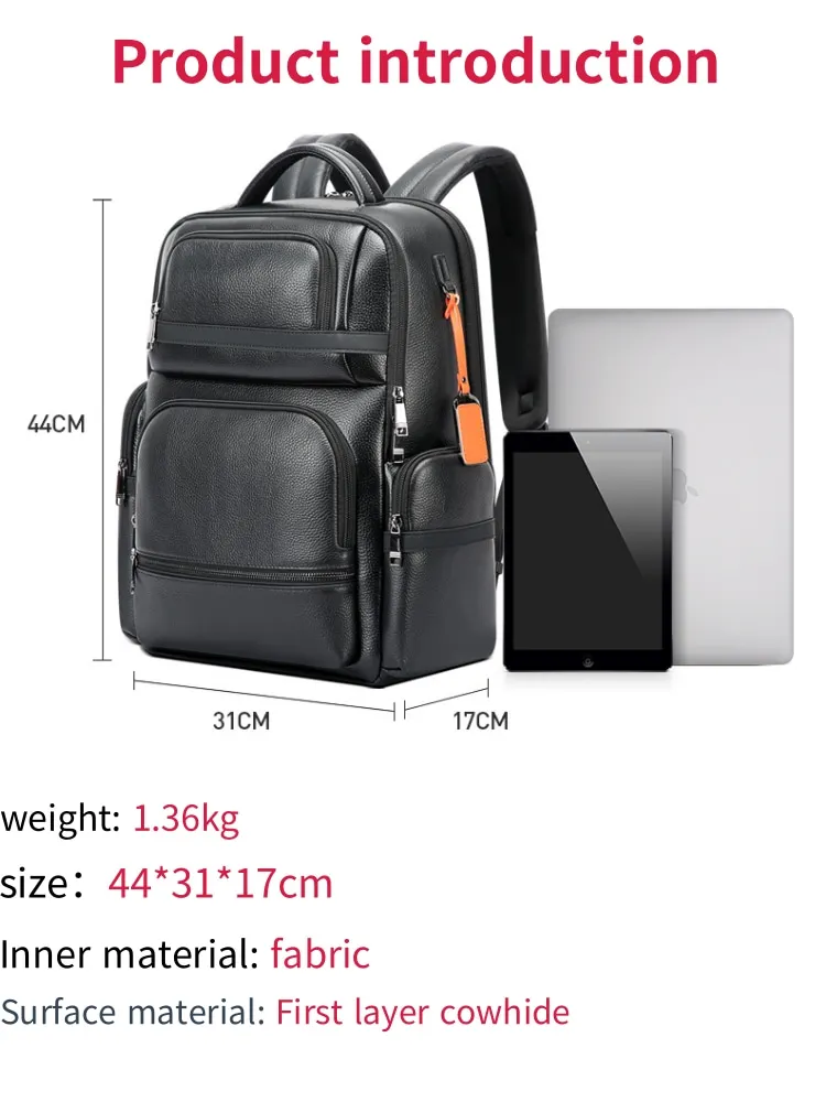 Бизнес-рюкзак BOPAI кожаный рюкзак мужской большой вместимости сумка для