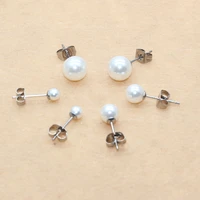titanium nature pearls stud earrings the metal is 316l stainless steel no fade allergy free