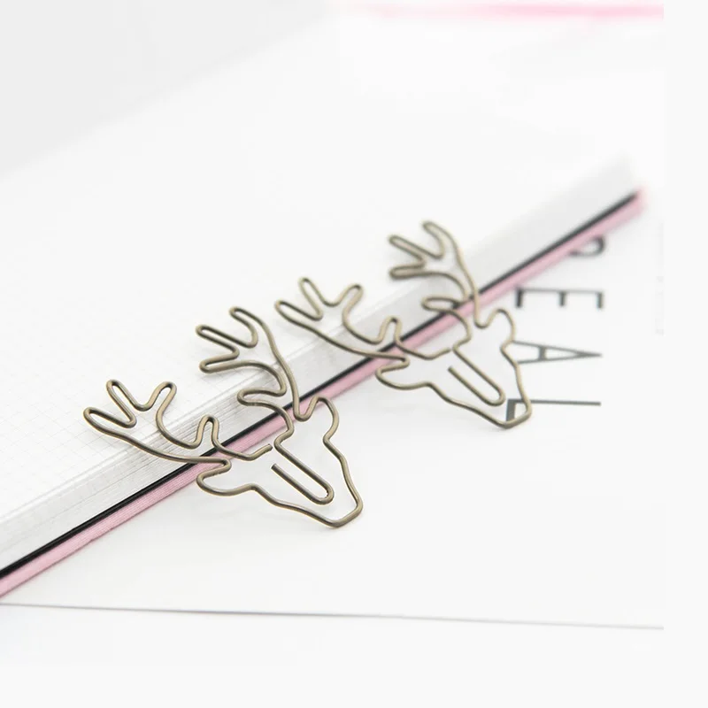 Скрепка в форме головы оленя металлическая закладка скрепка для бумаг