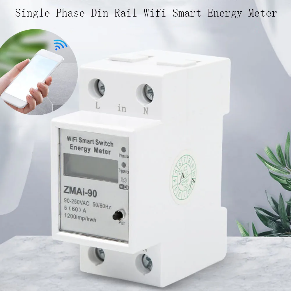 

400W AC 90-250V Single Phase Din Rail Wifi Smart Energy Meter Power Consumption Kwh Meter Wattmeter Support Smartlife Tuya App