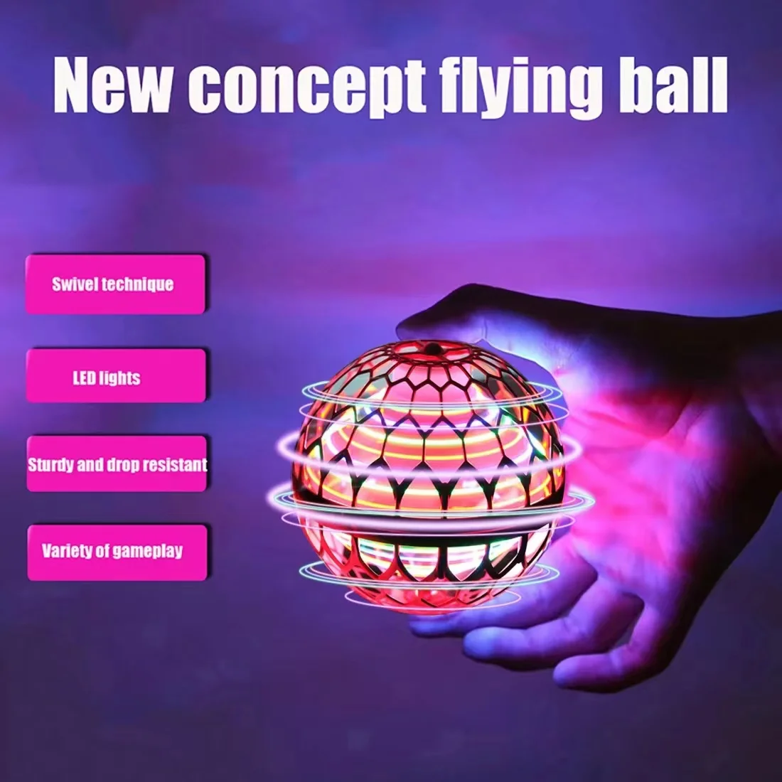 

Original FLYNOVA PRO Flying Ball Spinner Hand Controlled Boomerang Kids Adult Fidget Toys Mini Drone Flyorb Magic Wand LED Light