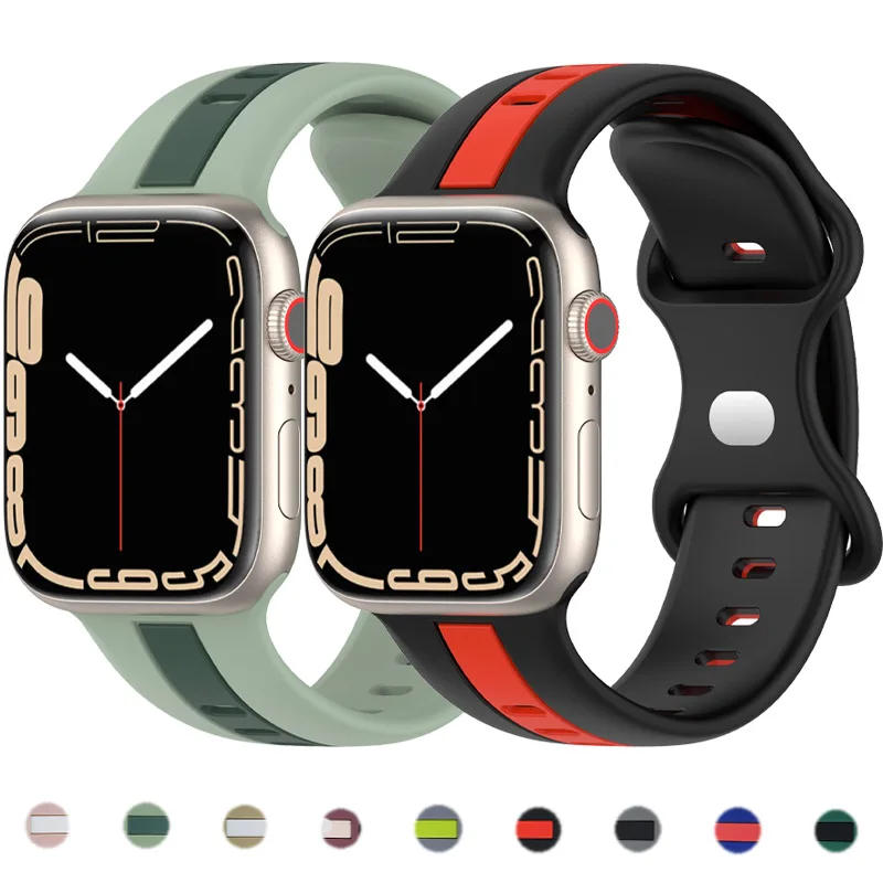 

Sport Strap for Apple Watch Ultra Band 49mm 45mm 41mm 42mm 44mm Soft Silicone Bracelet Correas Iwatch Series 8 7 6 SE 5 4 3 40mm