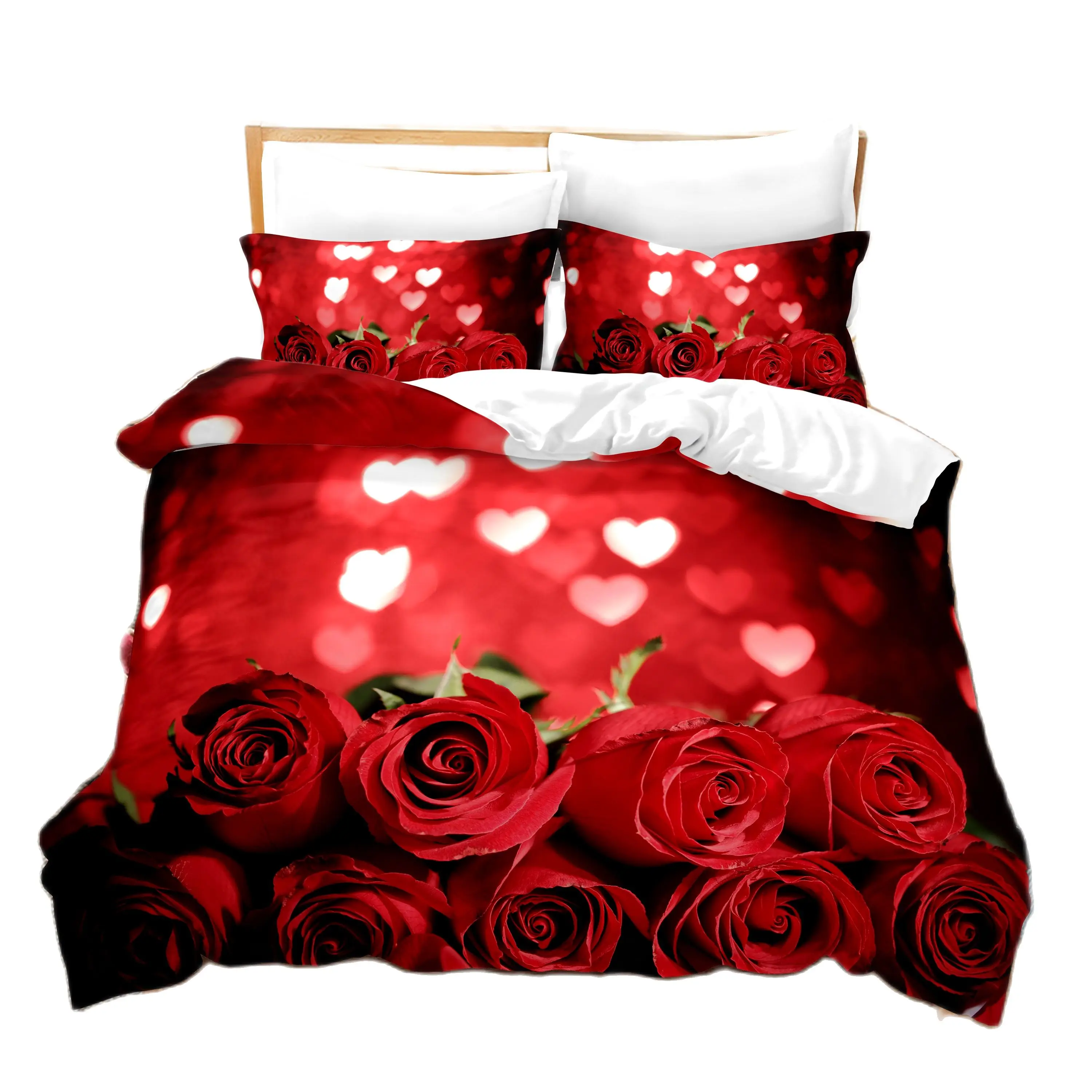 Комплект постельного белья из 2/3 предметов с цифровым 3D-принтом роз |