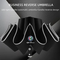 automatic reflective stripe reverse led light 10 ribs windproof umbrellas for alfa romeo giulia stelvio giulietta 159 147 156 16