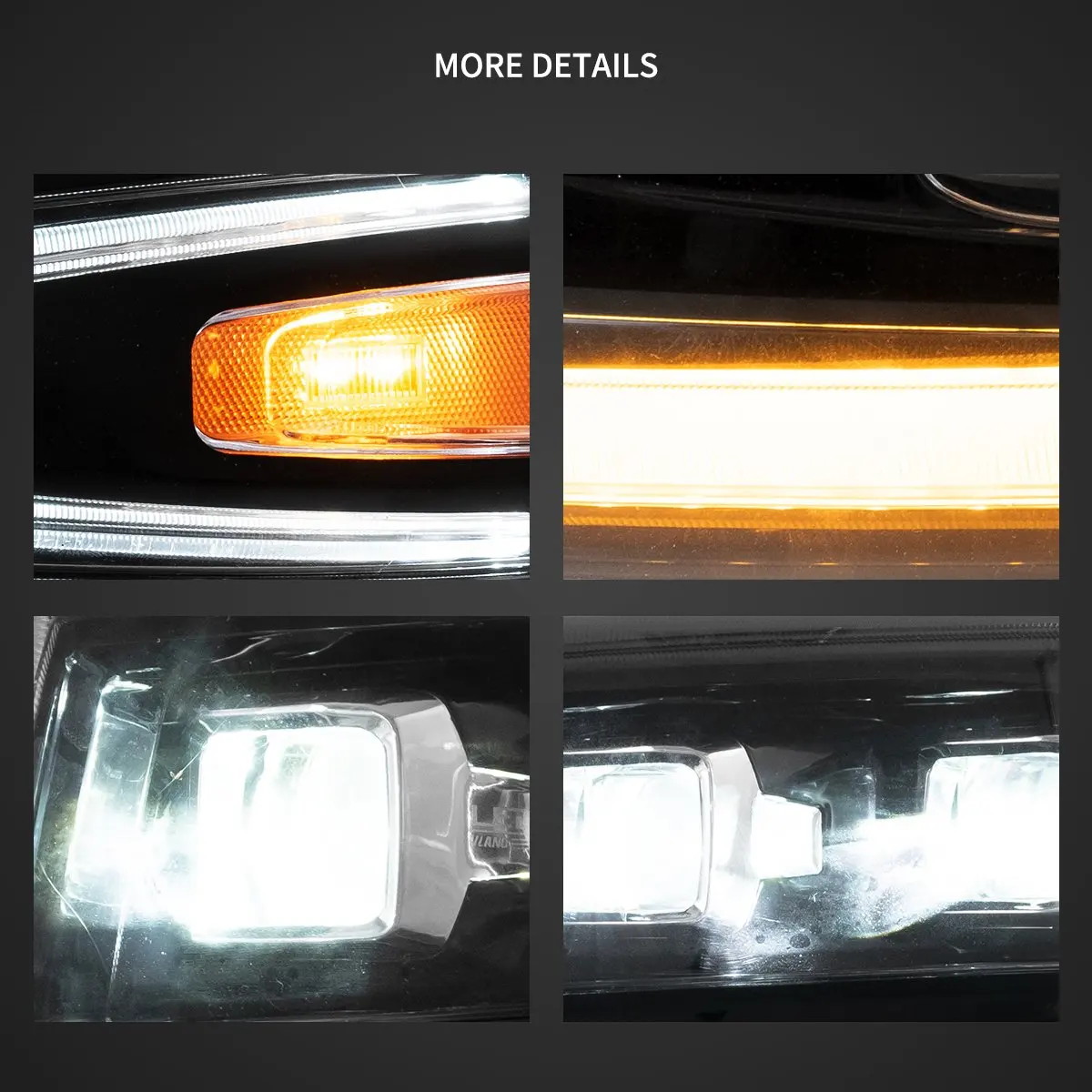 Фото Vland 07-13 Chevrolet Silverado 2-го поколения: светодиодные матричные фары-проекторы, черные, для грузовиков, улучшенная версия №3