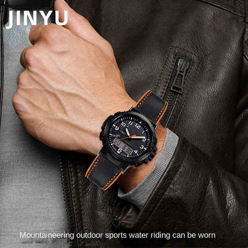 23mm Nylon rubber Bottom Watch Strap Men's Waterproof Wrist Band For Casio PROTREK mountain Climbing PRW-60/PRW-70/Y50Y/30 strap