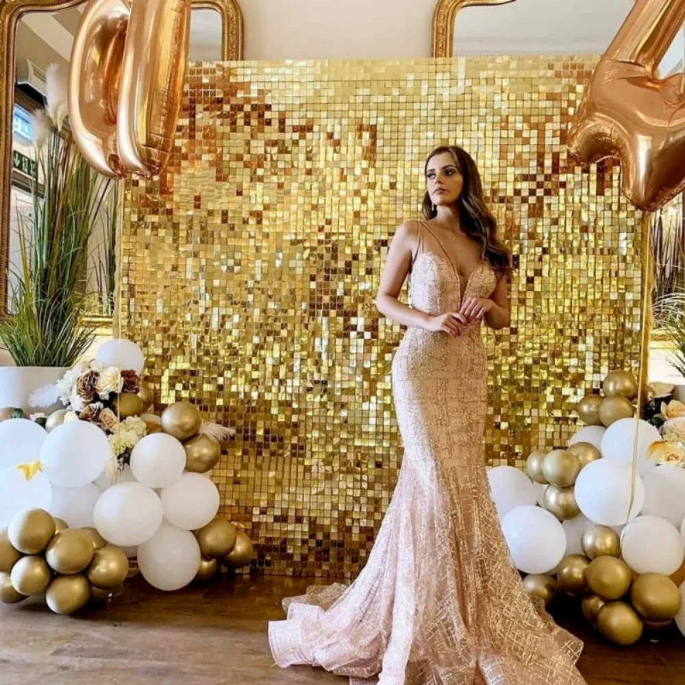 

12PCS Square Glitter Backdrop 30x30cm Gold Birthday Party Wedding Decoration Sequin Backdrop Party Supplies 30x30cm