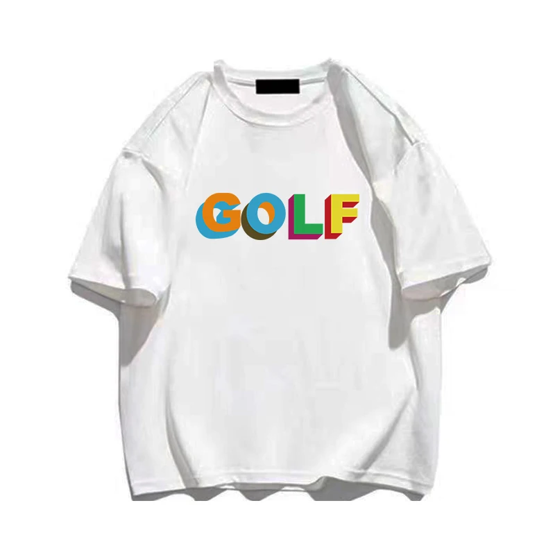 

Summer Oversized Men T Shirt Pure Cotton Golf Letter Print Women T-Shirts High Quality Fashion Vintage Unisex Tee Free Shipping