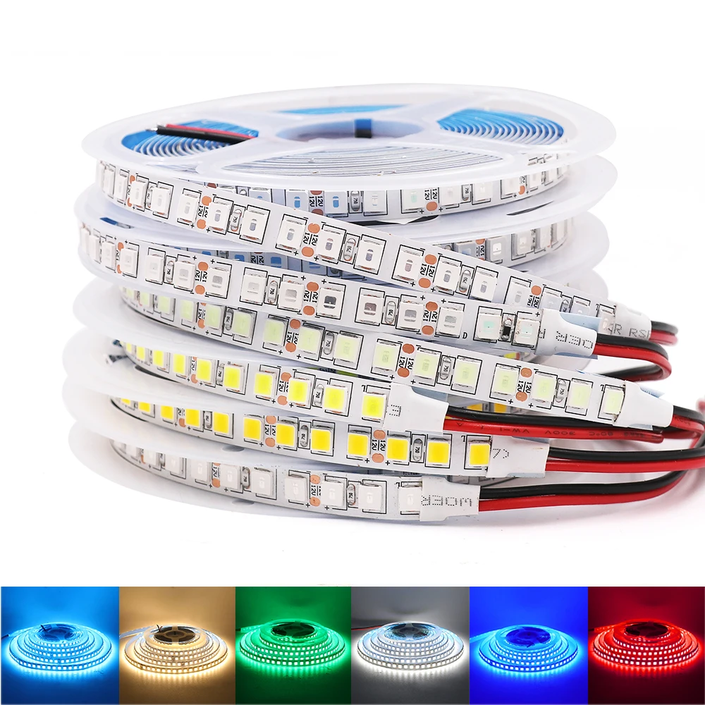 SMD 5054 LED Strip DC 12V 120Leds/M Waterproof White Ice Blue Pink Yellow Bedroon Kitchen Decor Flexible Ribbon Tape Rope Light