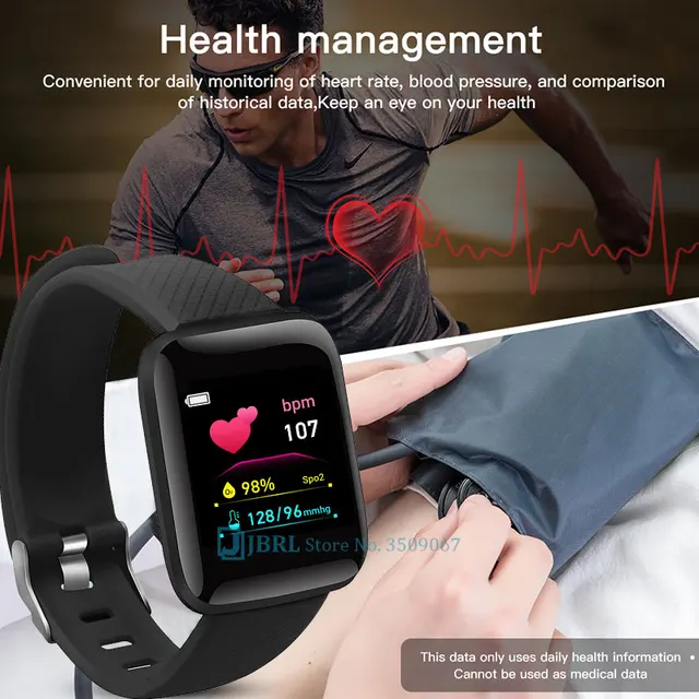 116 Smart Watch Women Men Smartwatch Fitness Tracker Music Control Sleep Monitor Watch Smart Clock For Android IOS Smart -Watch 2