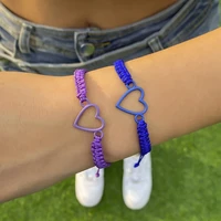 boho colorful weave rope bracelet for women heart pendant hand chains 2022 fashion couple bracelet trendy friendshiplovers gift