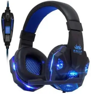 

NEW Fone De Ouvido Gamer Headset Kp-397 Preto e Azul Com Microfone