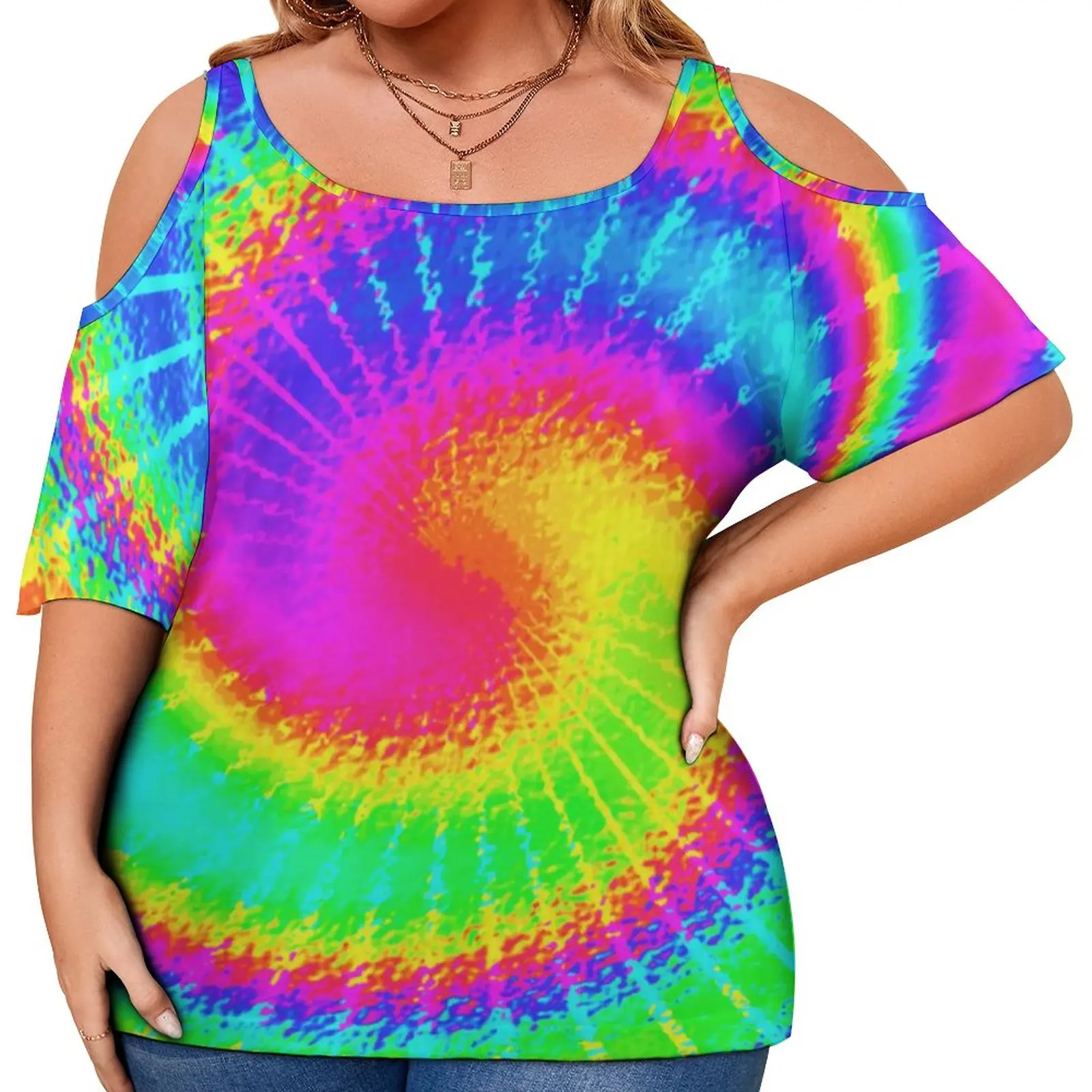 

Hippy Psychedelic T Shirt Retro 70s Tie Dye Aesthetic T-Shirts Short-Sleeve Streetwear Tshirt Women Print Clothes Plus Size 4XL