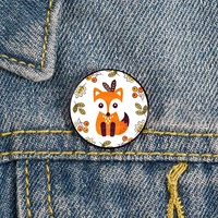 little fox with autumn pin custom funny vintage brooches shirt lapel teacher bag badge cartoon pins for lover girl friends