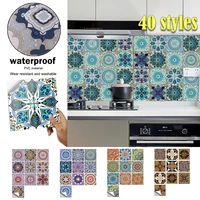 10pcs colorful mandala style tile sticker kitchen bathroom wardrobe glossy surface art mural peel stick wall decals