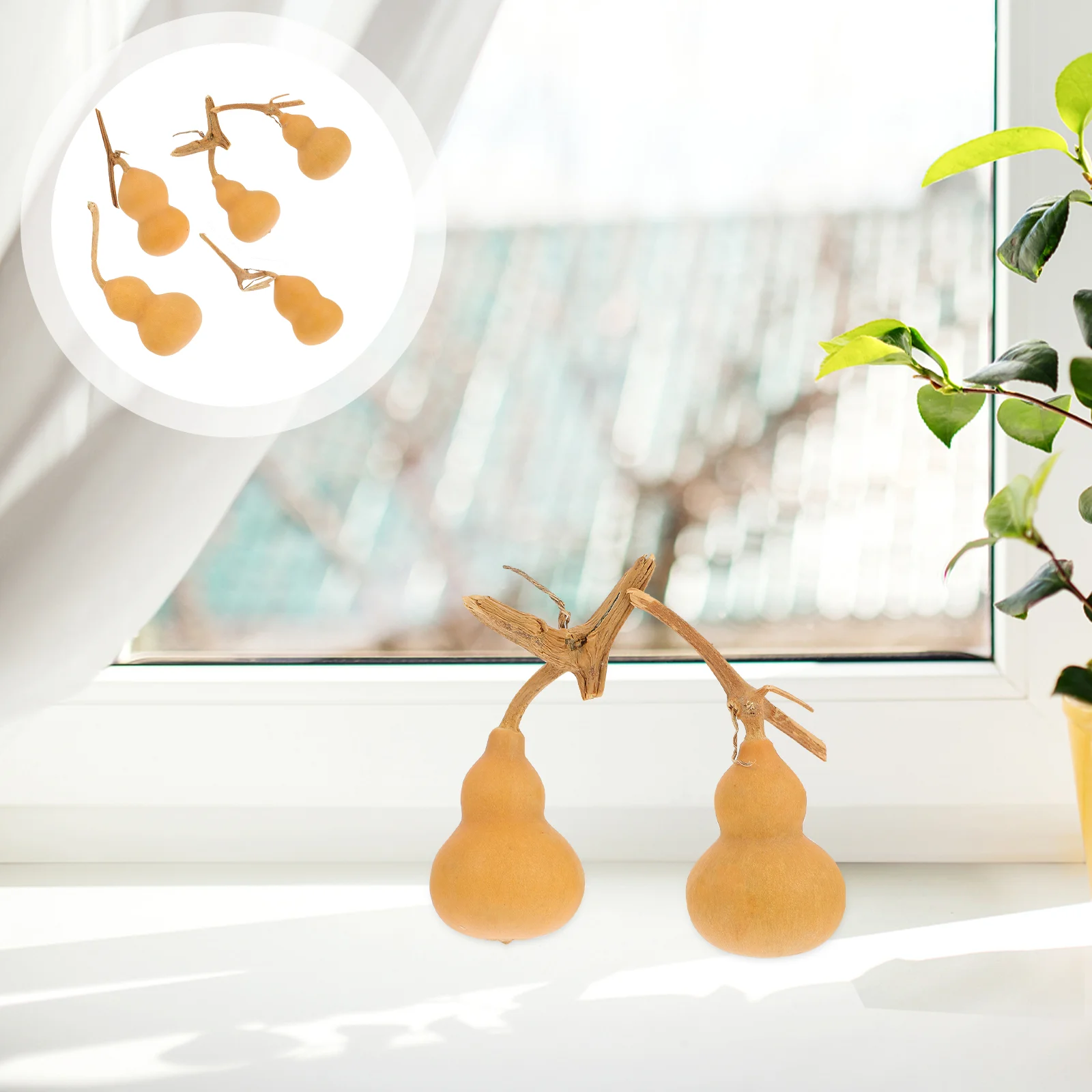 

5pcs Mini Gourd Shape Adornment Unique Gourd Ornament Home Desktop Decoration