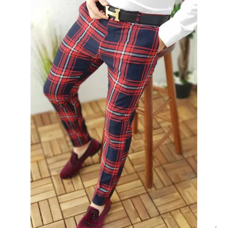 

Y2K Mens New Vintage Thin Style Cargo Long Pants Men Streetwear Jogging Pencil Plaid Pants Men Casual Trousers Pantalones Hombre