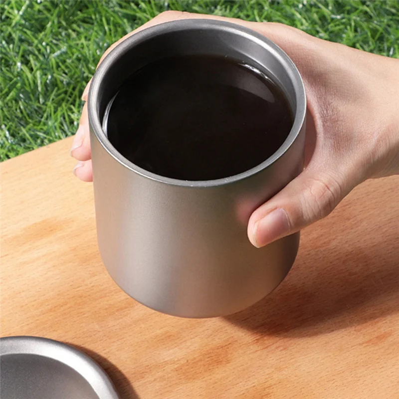 Титановая чашка для воды с двойными стенками 450 мл кружка кофе чая домашнего