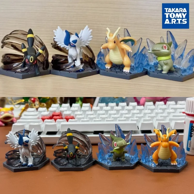 Фото Коллекционная фигурка-диорама Takara Tomy Pokemon Gashapon: Битва Тьмы и Драконов (Абсол, Драгонайт, Иви) – Декоративное украшение для демонстрации №1