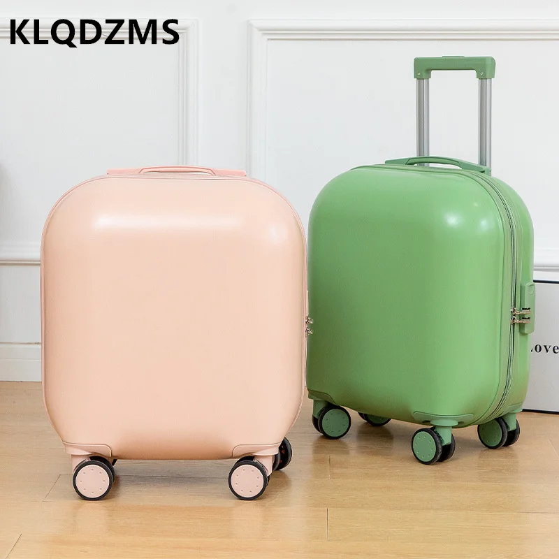 KLQDZMS Macaron Monochrome Luggage Small Portable Trolley Suitcases Female Cute Children's Trolley New Fashion 18 Inch
