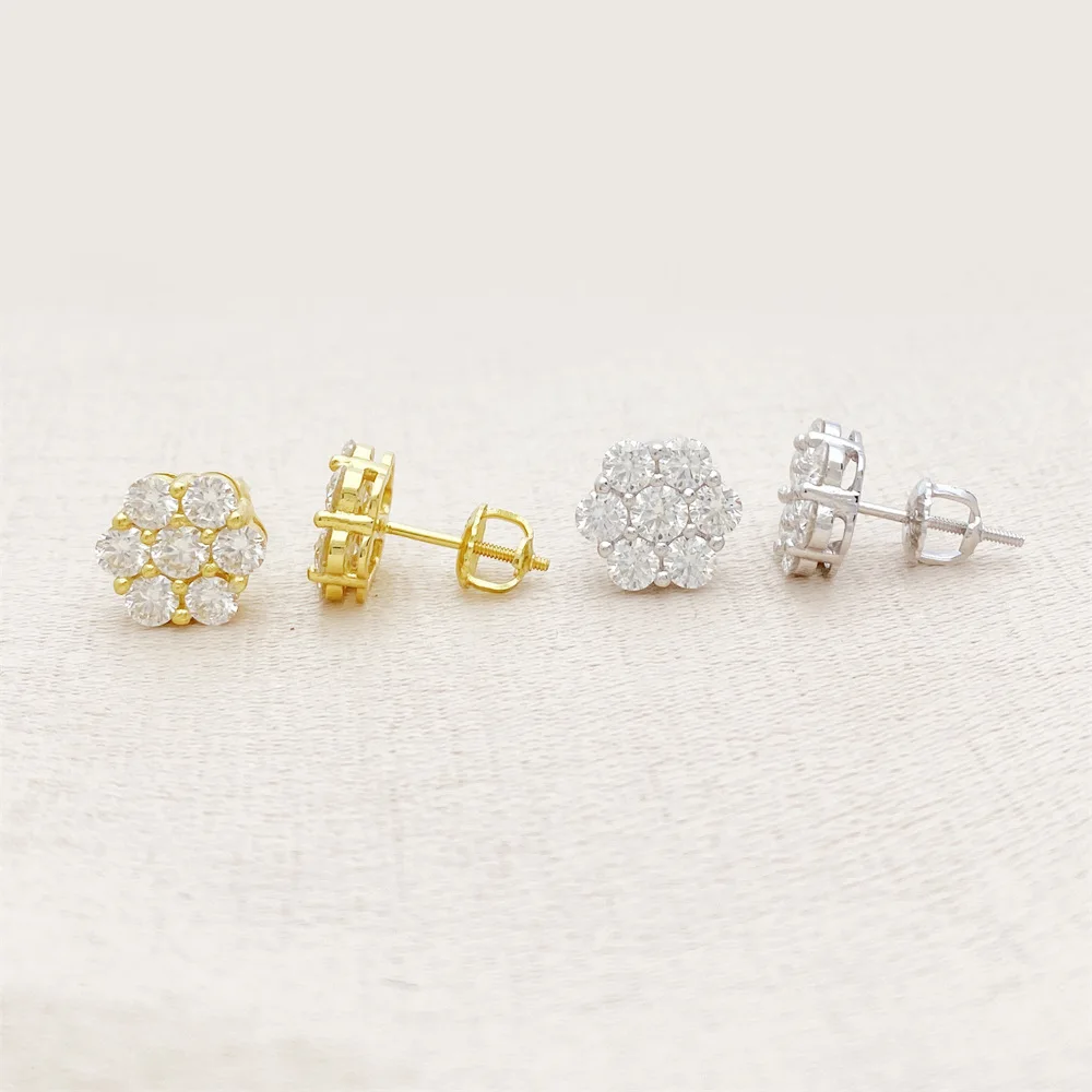 9mm Flower Moissanite Earrings For Women S925 Silver Ear Studs Real Diamond Jewelry Pass Tester With GRA Free Shipping