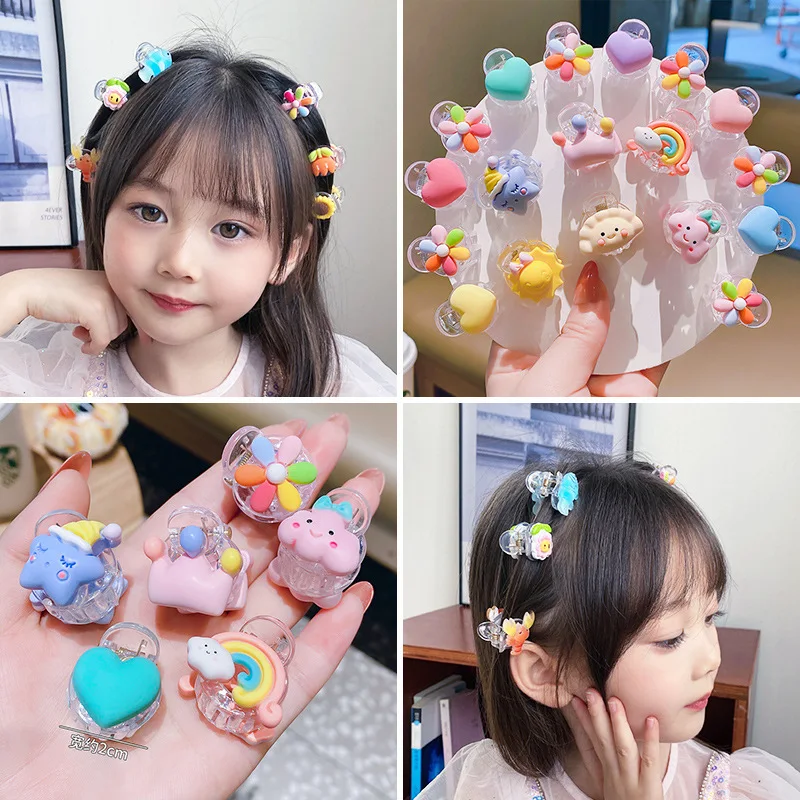 

6Pcs Summer Kawaii Cartoon Bangs Hairpin Mini Cute Baby Hair Claws Pins Clips for Kids Girls Floral Barrettes Accessories Items