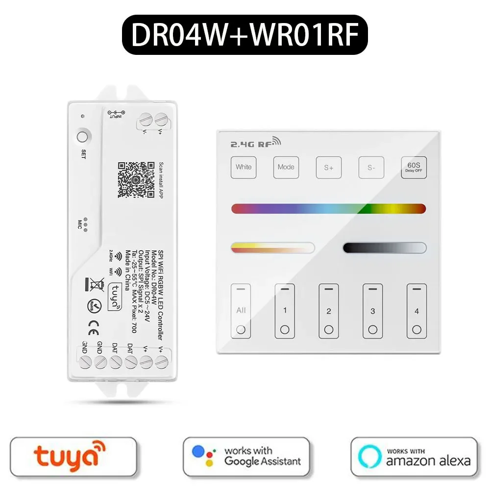 

WS2812B WS2811 SK6812 TUYA SPI WIFI RGBIC светодиодный контроллер работает с Google Home Alexa для WS2813 WS2814 WS2815 5050 RGB светодиодная лента