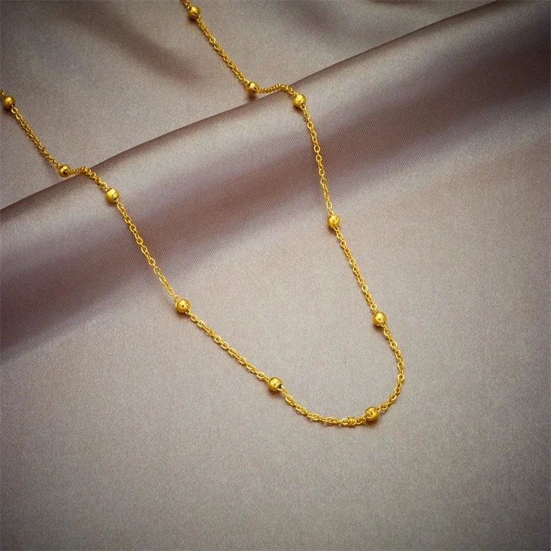 

Минимализм 316L, нержавеющая сталь, золотой цвет, цепочка с шариками, ожерелье для женщин, новая мода, чокер для девушек, ювелирные изделия на день рождения, искусственные подарки
