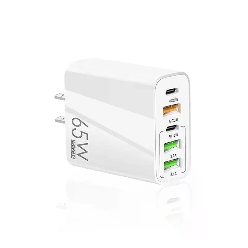 Фото 65-ваттное многопортовое зарядное устройство с поддержкой PD и QC30, быстрая зарядка, универсальная вилка для путешествий, дома, офиса, зарядка всех цифровых устройств №4