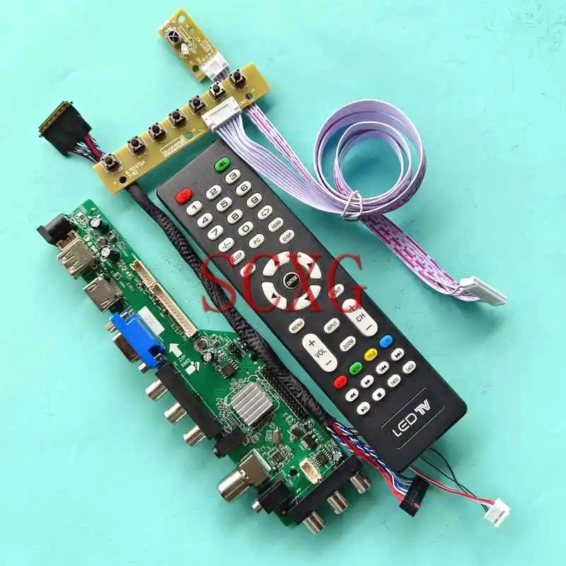 

DVB Digital LCD Panel Driver Board Fit LP156WH3-TLA1/TLC1/TLE1/TLF1 Kit 40 Pin LVDS AV RF USB VGA HDMI-Compatible 1366*768 15.6"
