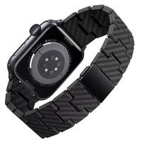 carbon fiber strap for apple watch band 45mm 44mm 42mm 41mm 40mm 38mm lightweight link bracelet belt iwatch serie 3 4 5 6 se 7