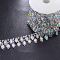 factory store width crystal ab fringe silver plated trimming diy rhinestone women clothing decorations chain wedding decoration