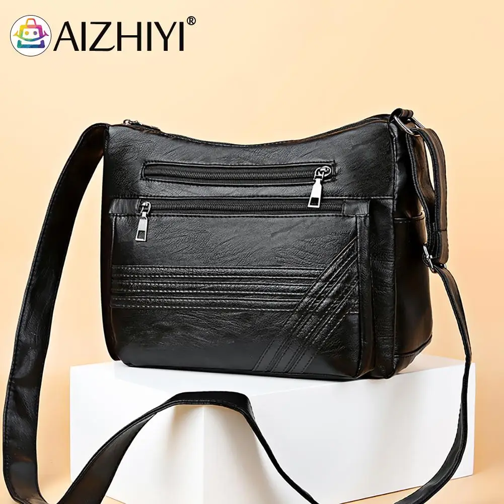 

Модная женская сумка через плечо из мягкой кожи, простые однотонные сумки через плечо, Женский кошелек для матери, модное украшение