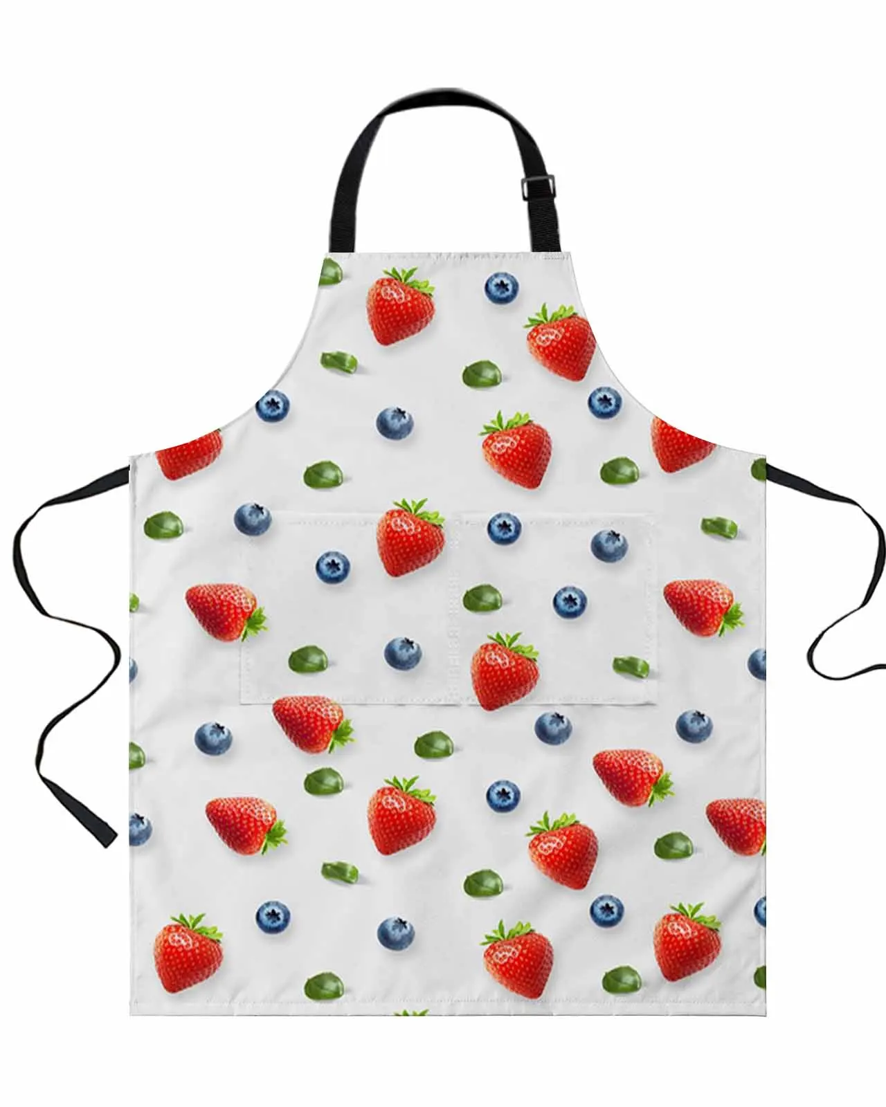 

Fruit Strawberry Blueberry Green Leaf Apron Waterproof Anti-Oil Sleeveless Useful Things for Kitchen Men Women Home Work Wear