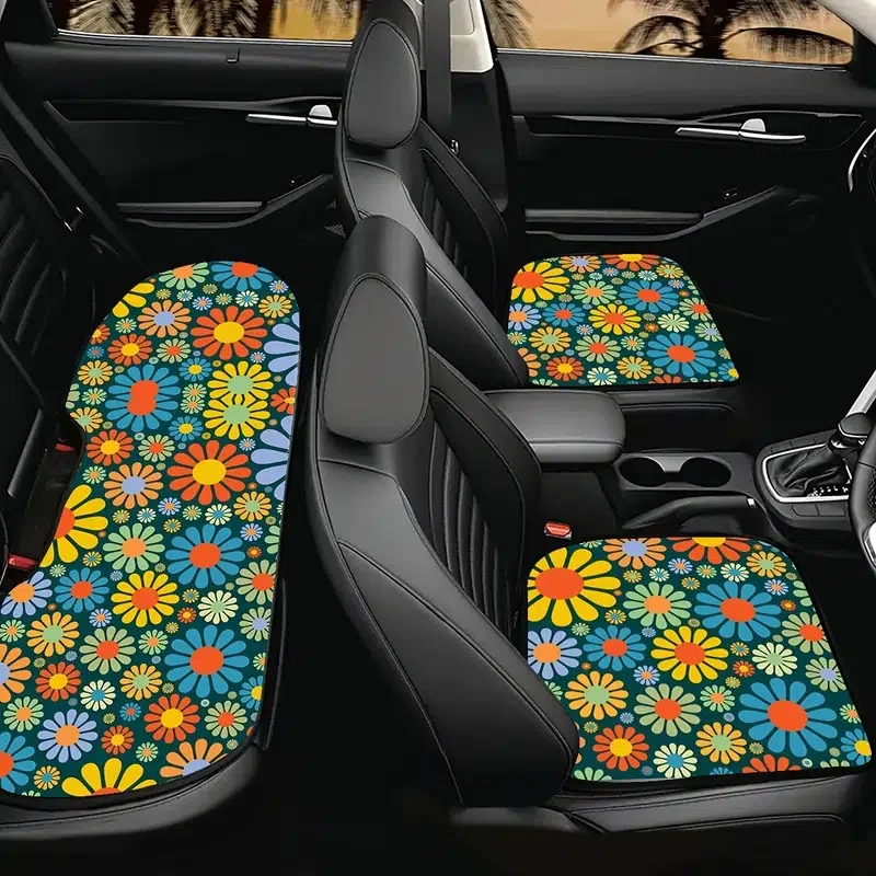 

1 PC Colorful Flower Print Car Seat Cushion Front & Rear Car Seat Cushion Car Accessories