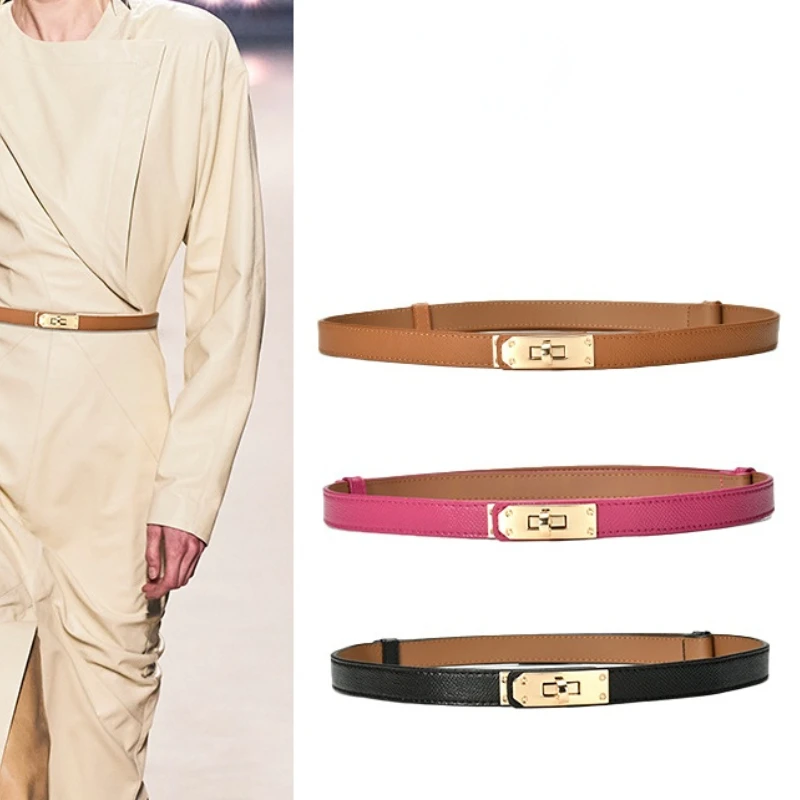 New Versatile Retro Waist Accessories Women's Thin Belt Women's Leather Fashion Waist Thin Belt Women Dress Decoration belt