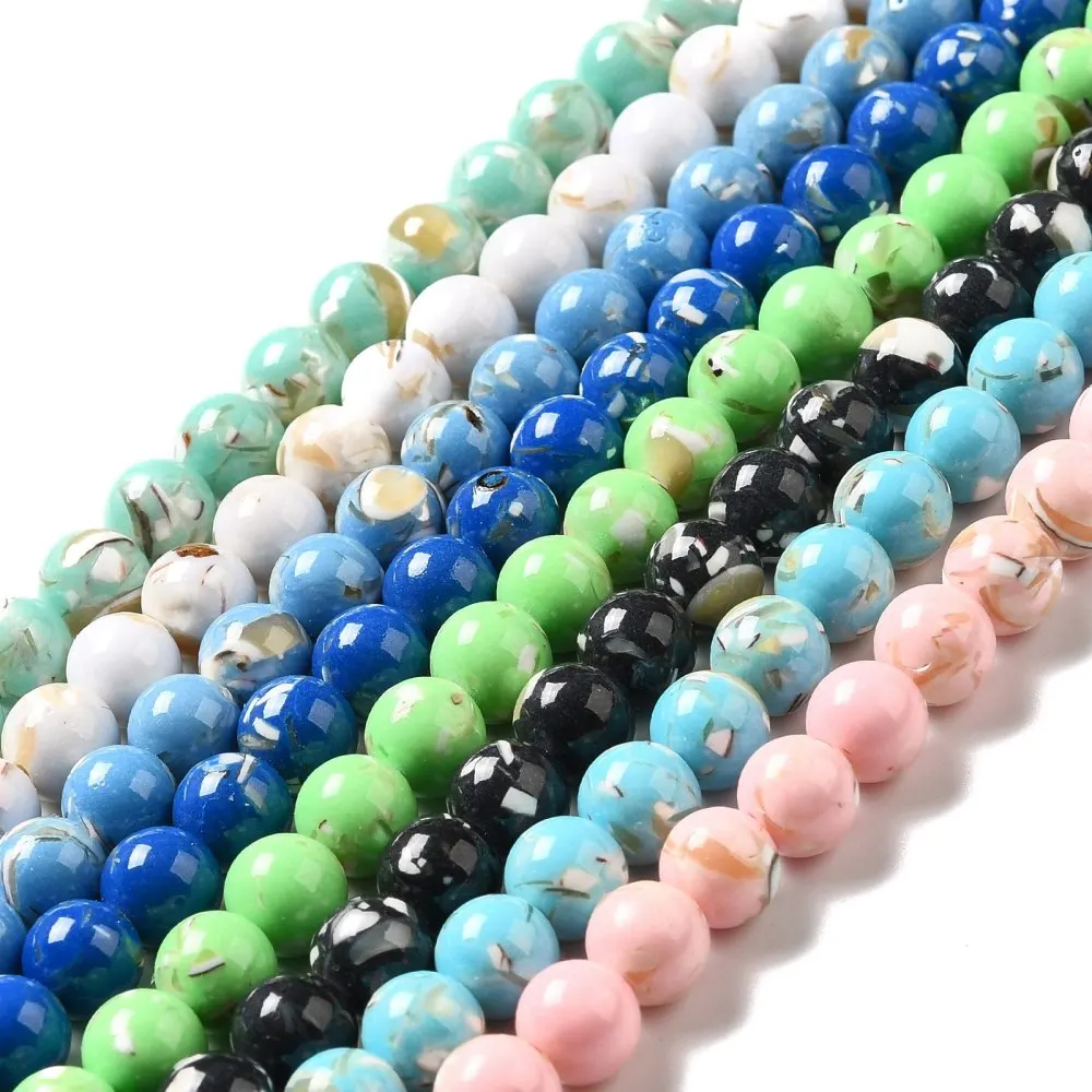

5Strand Dyed Turquoise Sea Shell Beads 4mm 6nn 8mm 10mm 12mm Round Beads Strand for jewelry making DIY bracelet necklace earring