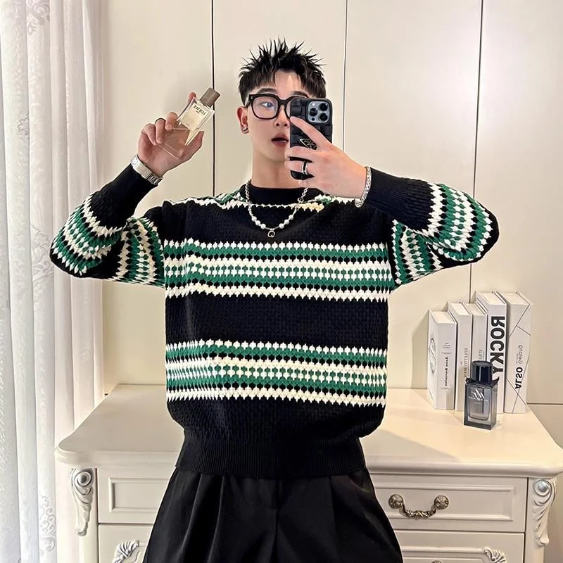 Персонализированный жаккардовый вязаный мужской осенне-зимний теплый свитер в