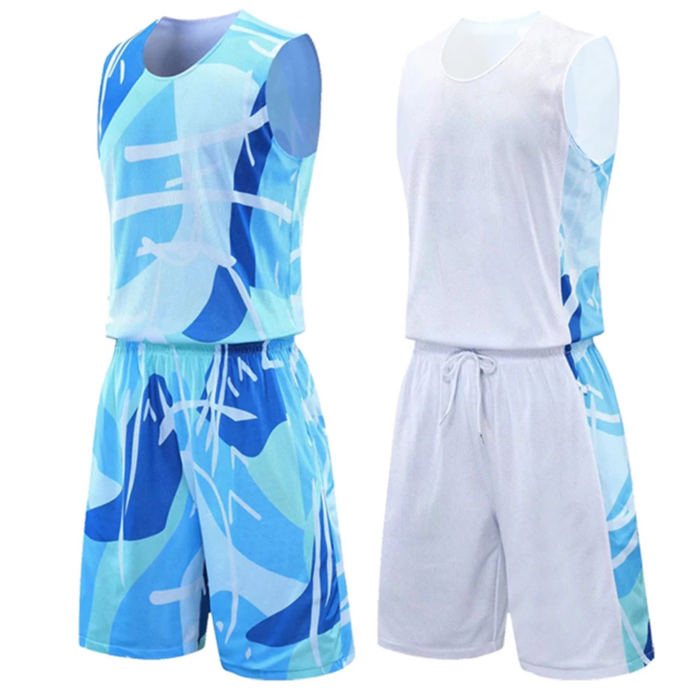 2023 New Double-Sided Basketball Jersey Men's Custom Youth Sports Basketball Suit Breathable Training Uniform College Team