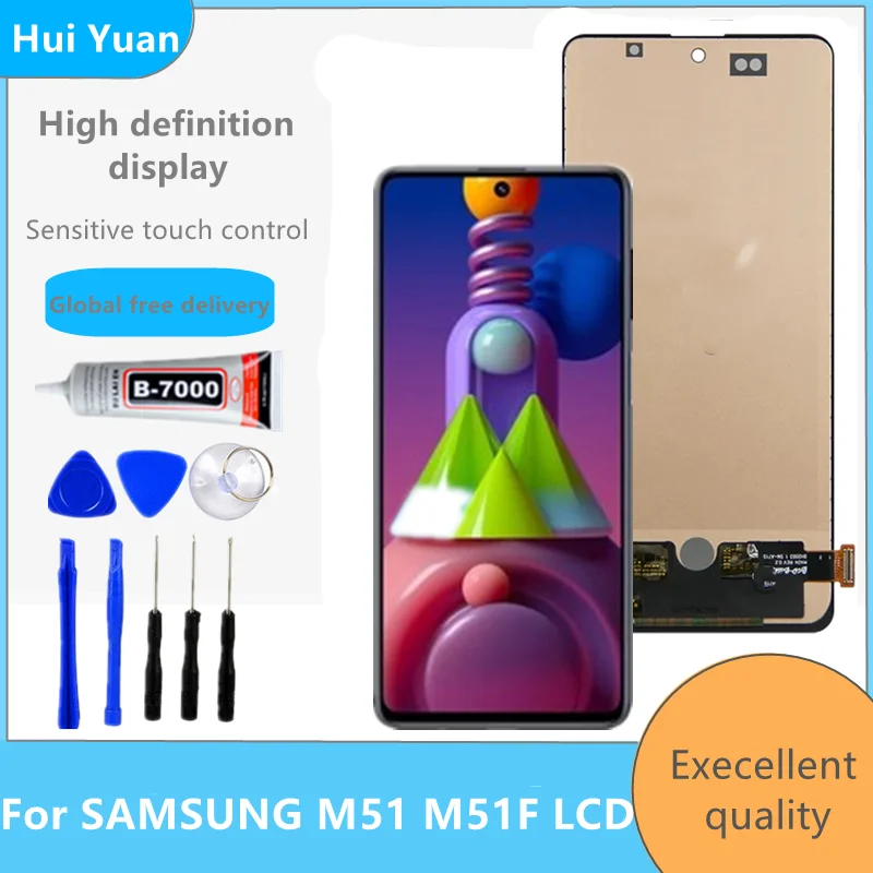 Оригинальный дисплей M51 для Samsung Galaxy M51 M515F SM-M515F/DSN, сменный сенсорный ЖК-экран с рамкой, для дисплея SamsungM51