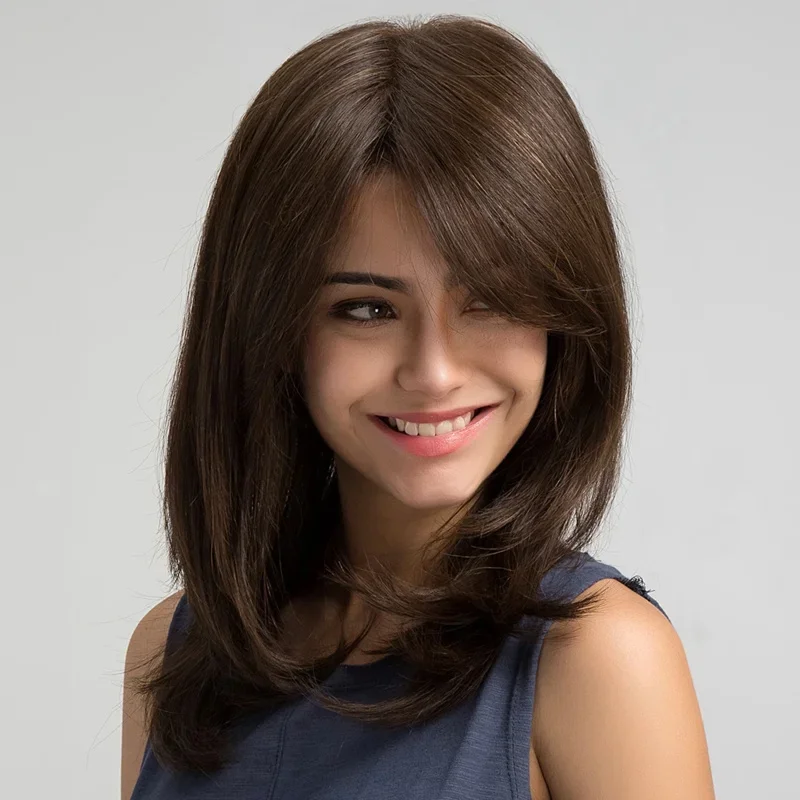 Cosps ESIN Синтетический темно-коричневый парик Длинные волнистые парики для женщин