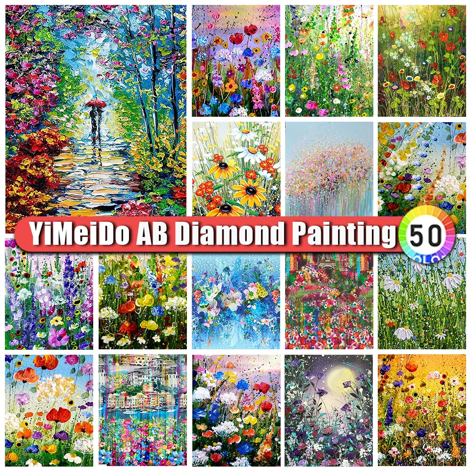 

YIMEIDO Zipper Bag Colorful Flower AB Diamond Paintings Art Spray Painting Handmade 5D DIY Diamonds Embroidery Home Decor Gift