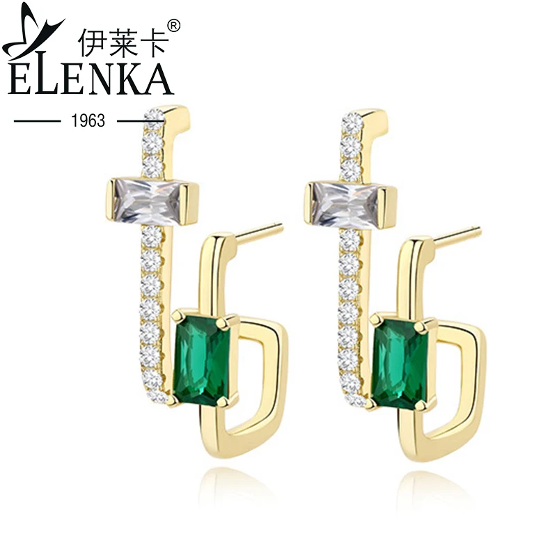 

Original Design S925 Pure Silver Niche Green Gemstone Zircon Stud Earrings for Women Unique Fine Jewelry Eardrop Gifts for Girls