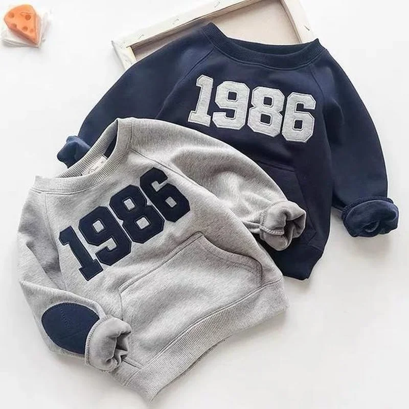 

Autumn Kids Sweatshirt for Boys 1-6Y Young Children Casual Clothes Spring Solid Long Sleeve Pullover Tops Girl Bottoming T-Shirt