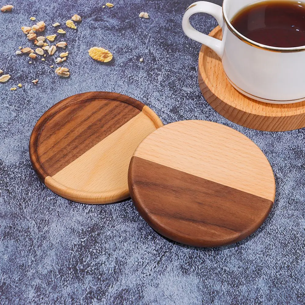 

Heat Resistant Insulation Placemats Home Decoration Wood Coasters Bear Footprints Pattern Coffee Cup Pad Color Matching