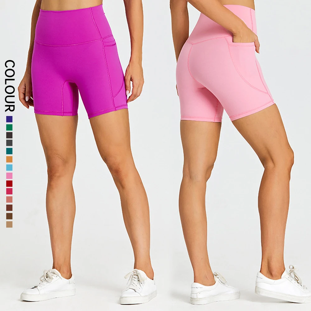 Шорты женские велосипедные с завышенной талией и карманами 6 дюймов