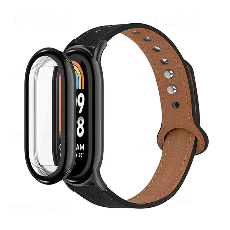 

Leather Strap For Xiaomi Mi band 8 Smartband Wristband Case Protector for mi band 8 Bracelet miband 8 Watchband Protection Cover