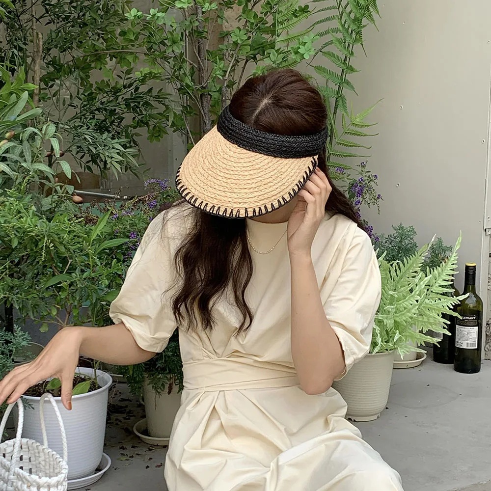 

2022 Кепка из рафии s Кепка с солнцезащитным козырьком женские шляпы от солнца соломенная шляпа пляжная шляпа шляпы для женщин роскошная дизайнерская брендовая шляпа для девушек